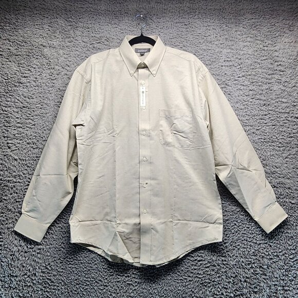 Croft & Barrow Mens Beige Wrinkle-Resistant Oxford Shirt Size 16 34/35 *NWT* - Picture 1 of 9